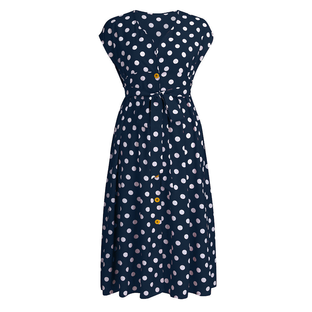Women Plus Sizes Dot Print Summer Dresses