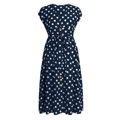 Women Plus Sizes Dot Print Summer Dresses