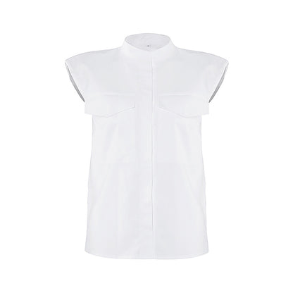 Designed Fashion White Sleeveless Shirts
