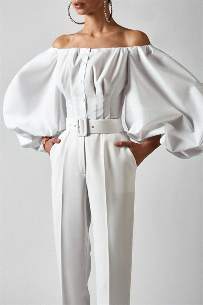 Designed Cotton Lantern Sleeves Women Shirts