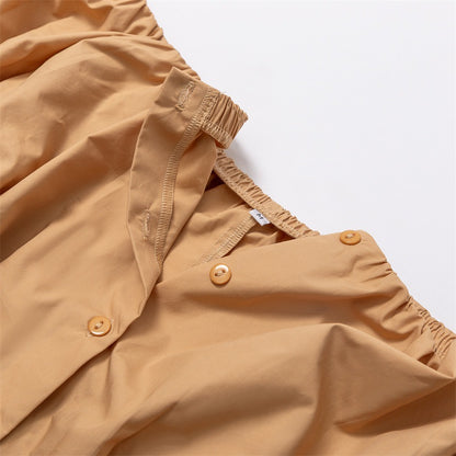 Designed Cotton Lantern Sleeves Women Shirts