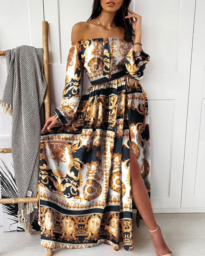 Vintage V Neck Long Sleeves Dresses