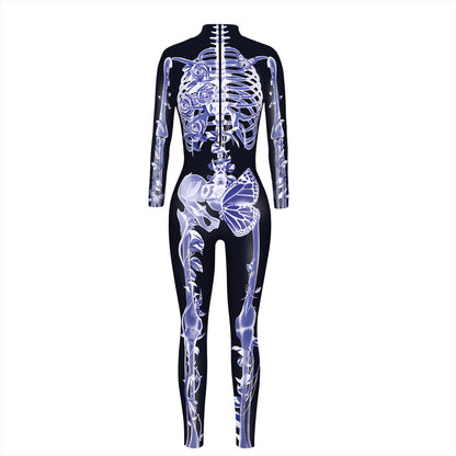 Halloween 3d Skeleton Long Sleeves Cosplay Costumes Jumpsuits