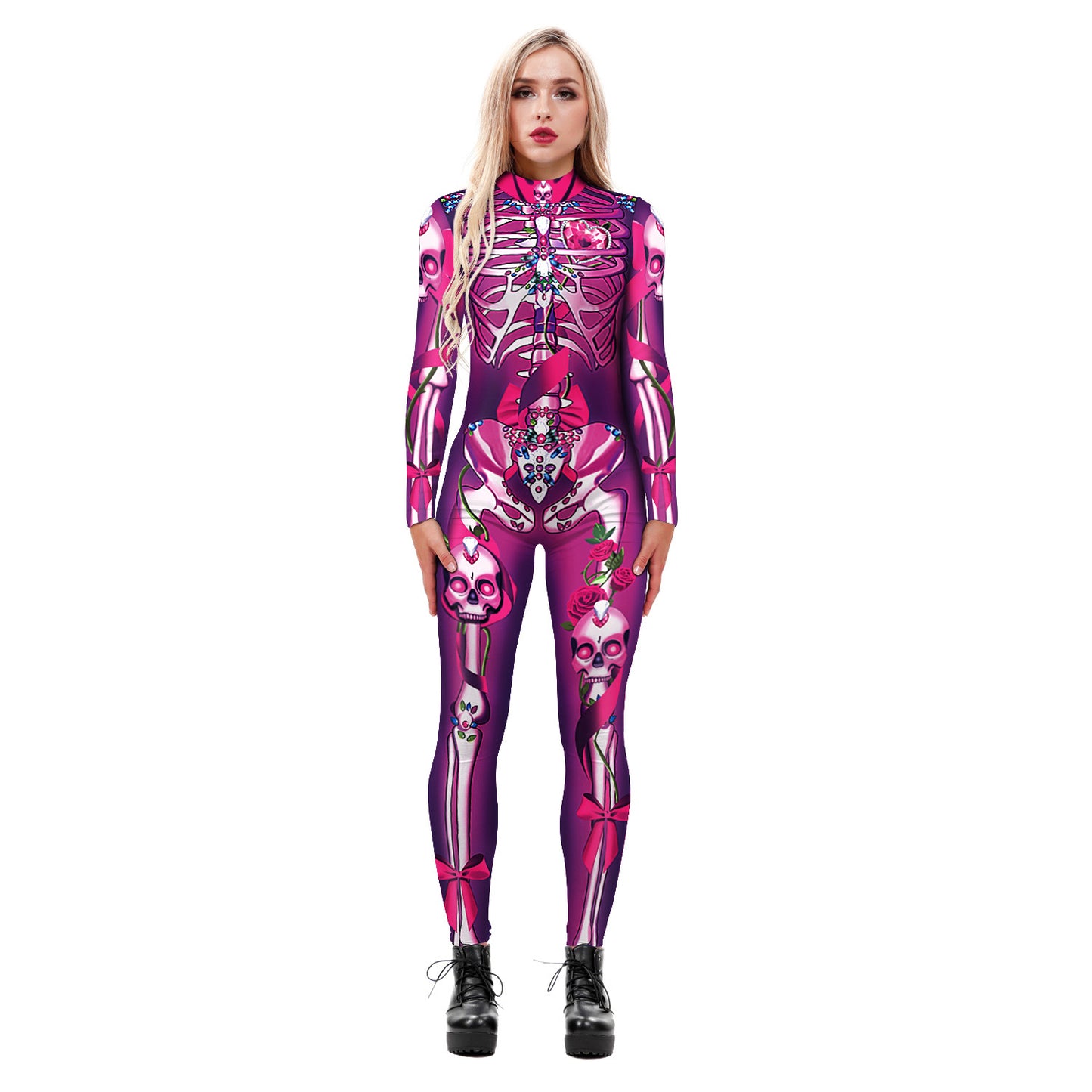 Halloween 3d Skeleton Long Sleeves Cosplay Costumes Jumpsuits