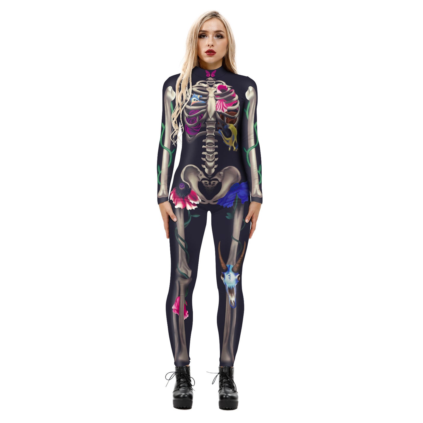 Halloween 3d Skeleton Long Sleeves Cosplay Costumes Jumpsuits