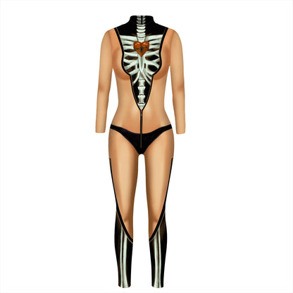 Halloween 3d Skeleton Long Sleeves Cosplay Costumes Jumpsuits