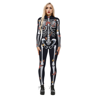Halloween 3d Skeleton Long Sleeves Cosplay Costumes Jumpsuits
