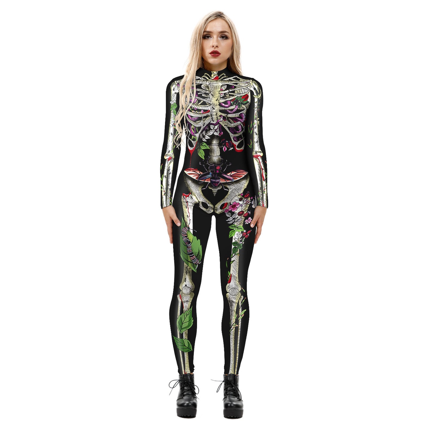 Halloween 3d Skeleton Long Sleeves Cosplay Costumes Jumpsuits