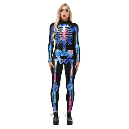 Halloween 3d Skeleton Long Sleeves Cosplay Costumes Jumpsuits