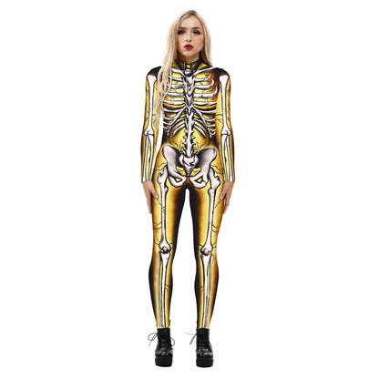 Halloween 3d Skeleton Long Sleeves Cosplay Costumes Jumpsuits