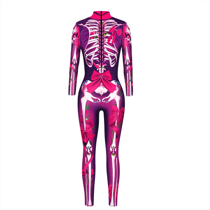 Halloween 3d Skeleton Long Sleeves Cosplay Costumes Jumpsuits
