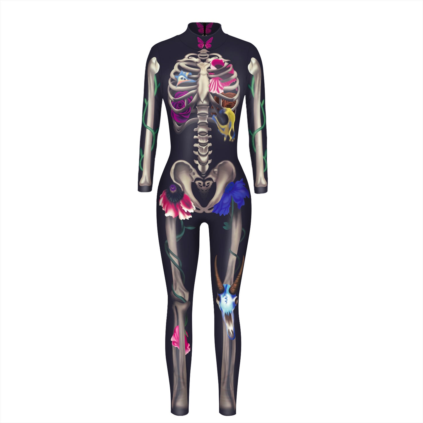 Halloween 3d Skeleton Long Sleeves Cosplay Costumes Jumpsuits