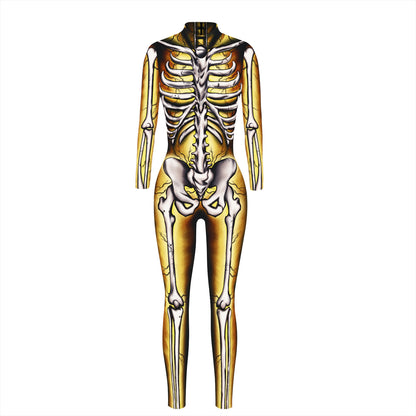 Halloween 3d Skeleton Long Sleeves Cosplay Costumes Jumpsuits