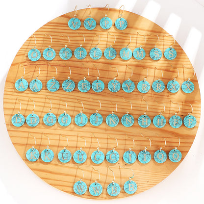 Personalized Turquoise Letter Pendant Earrings Creative Letter Earrings