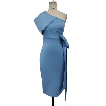 Sexy One Shoulder Bowknot Sheath Party Dresses
