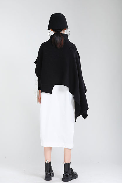 Designed Batwing Pullover Irregular Knitted Sweaters