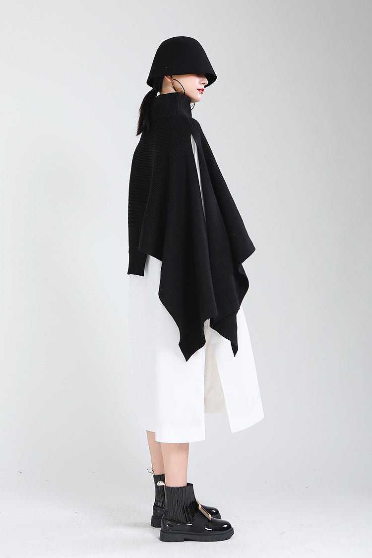 Designed Batwing Pullover Irregular Knitted Sweaters