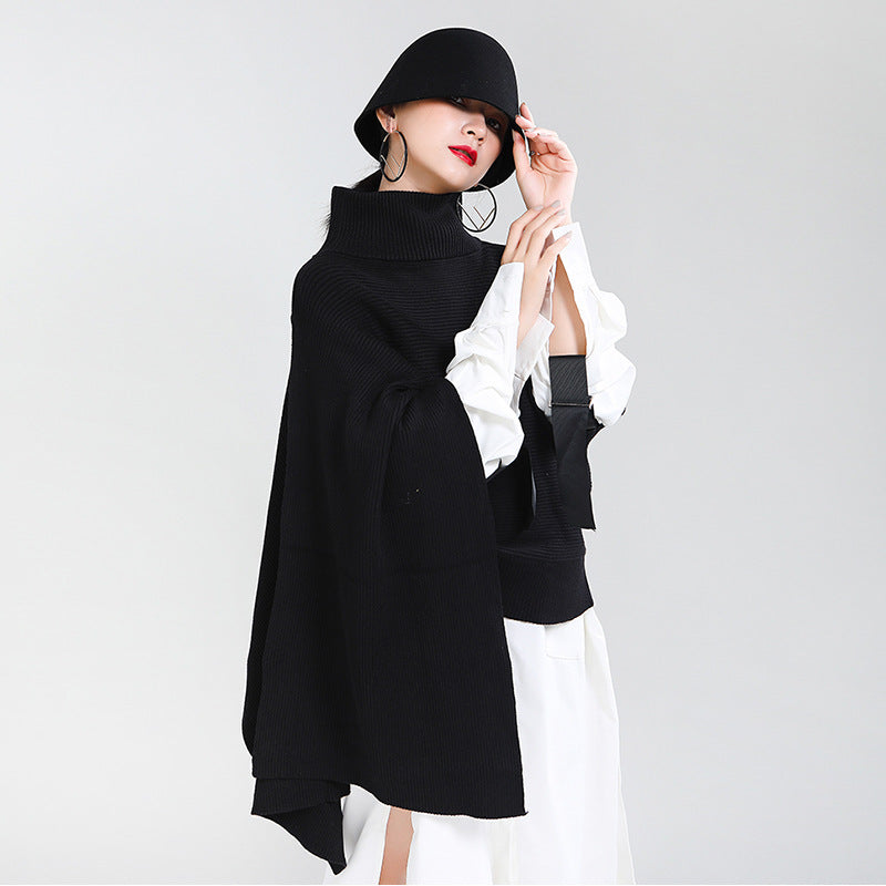 Designed Batwing Pullover Irregular Knitted Sweaters
