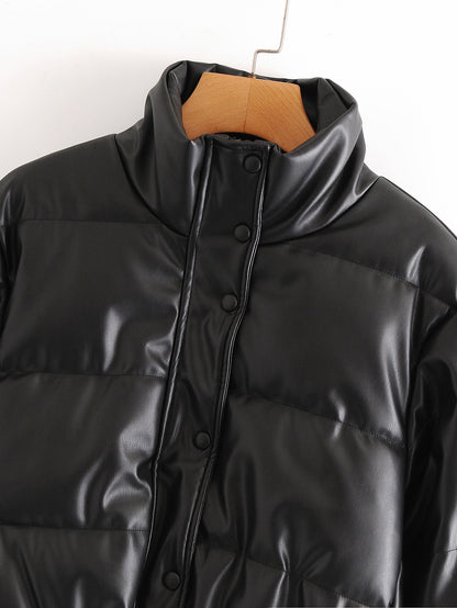 Casual Winter Pu Cotton Jackts for Women