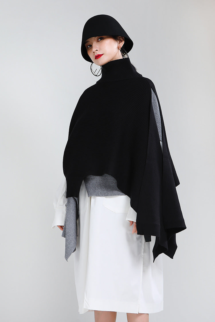 Designed Batwing Pullover Irregular Knitted Sweaters