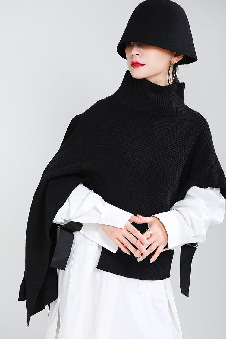 Designed Batwing Pullover Irregular Knitted Sweaters