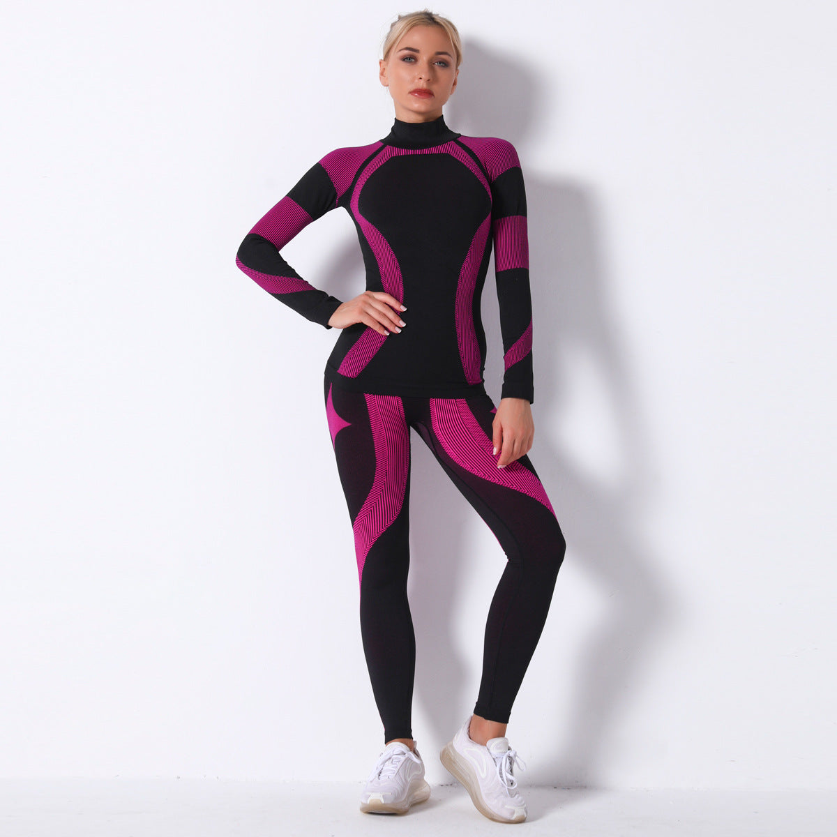 Fashion Striped Knitted Sports Suits for Women