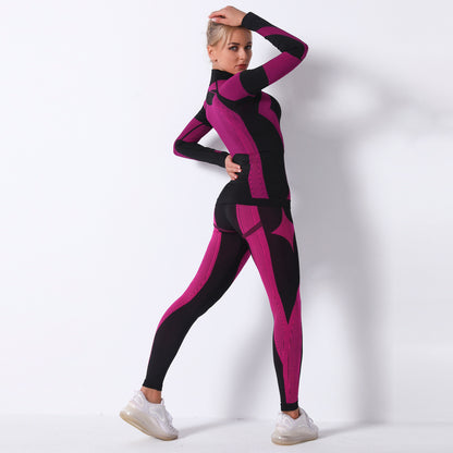 Fashion Striped Knitted Sports Suits for Women