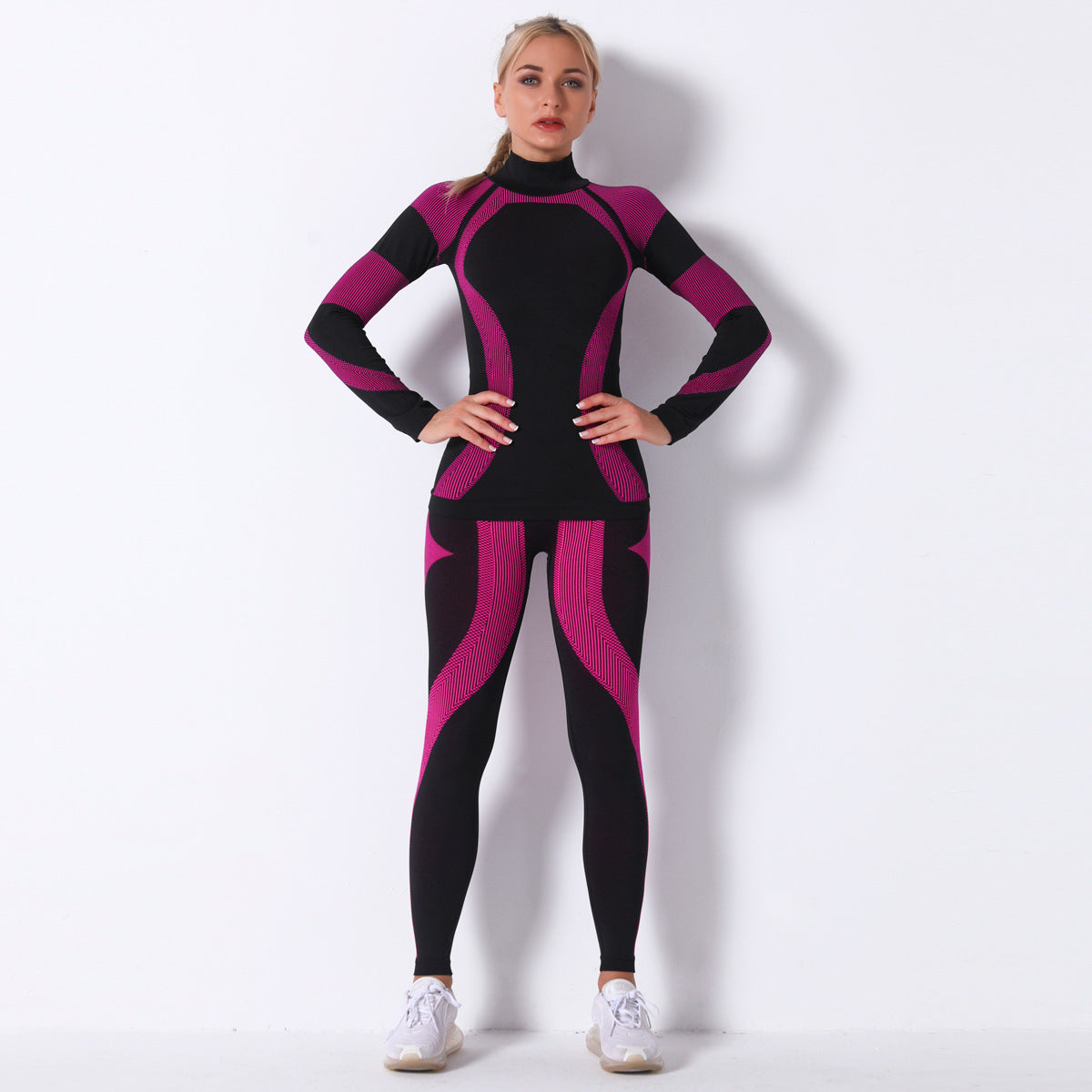 Fashion Striped Knitted Sports Suits for Women