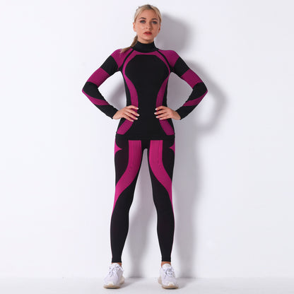 Fashion Striped Knitted Sports Suits for Women