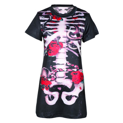 Halloween Skeleton Cosplay Costumes Short Sleeves Dresses