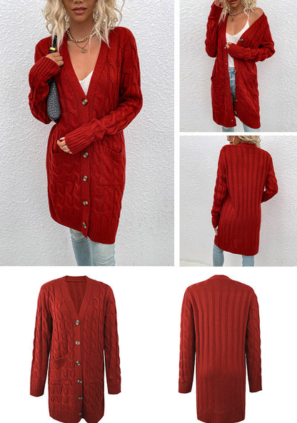 Casual Twist Design Long Cardigan Sweaters for Women