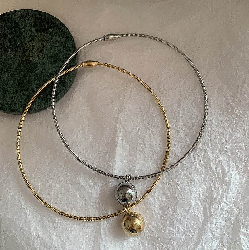 Designed Stainless Steel Short Necklace