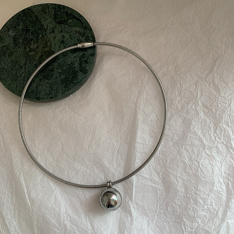Designed Stainless Steel Short Necklace