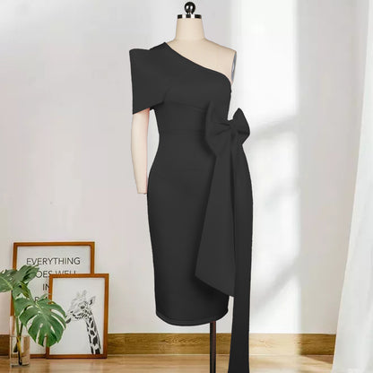 Sexy One Shoulder Bowknot Sheath Party Dresses