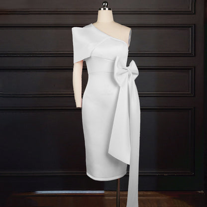 Sexy One Shoulder Bowknot Sheath Party Dresses