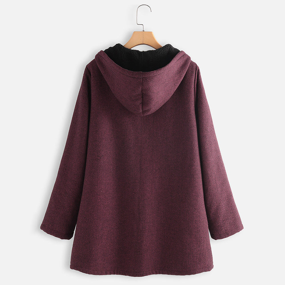 Casual Cotton Velvet Plus Sizes Hoodies Coats
