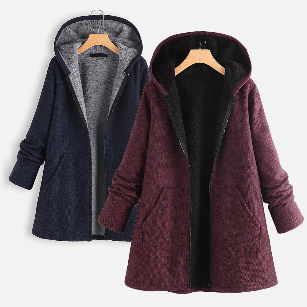 Casual Cotton Velvet Plus Sizes Hoodies Coats