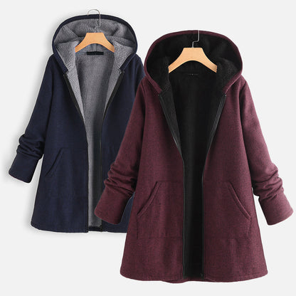 Casual Cotton Velvet Plus Sizes Hoodies Coats