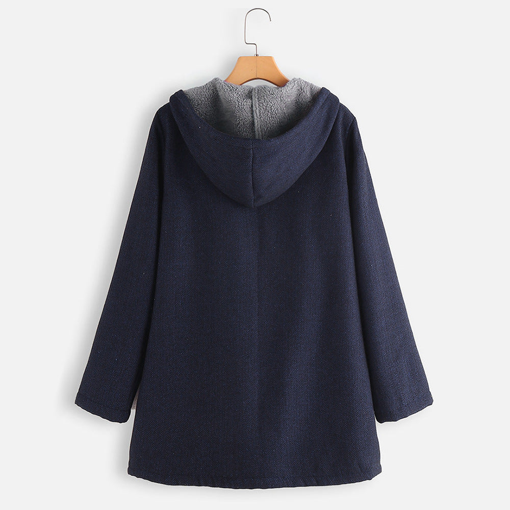 Casual Cotton Velvet Plus Sizes Hoodies Coats