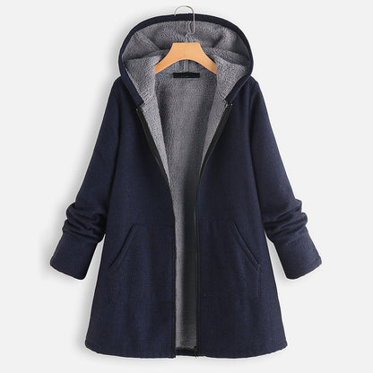 Casual Cotton Velvet Plus Sizes Hoodies Coats
