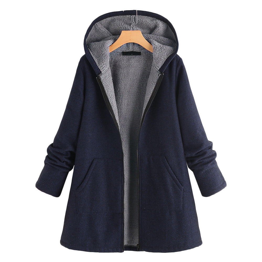 Casual Cotton Velvet Plus Sizes Hoodies Coats