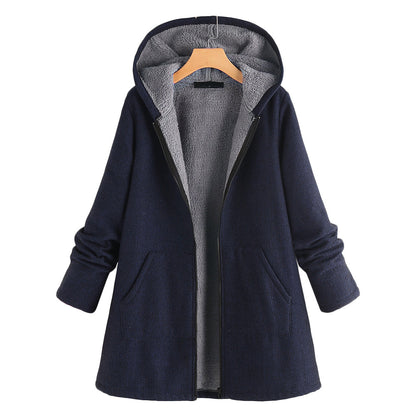 Casual Cotton Velvet Plus Sizes Hoodies Coats