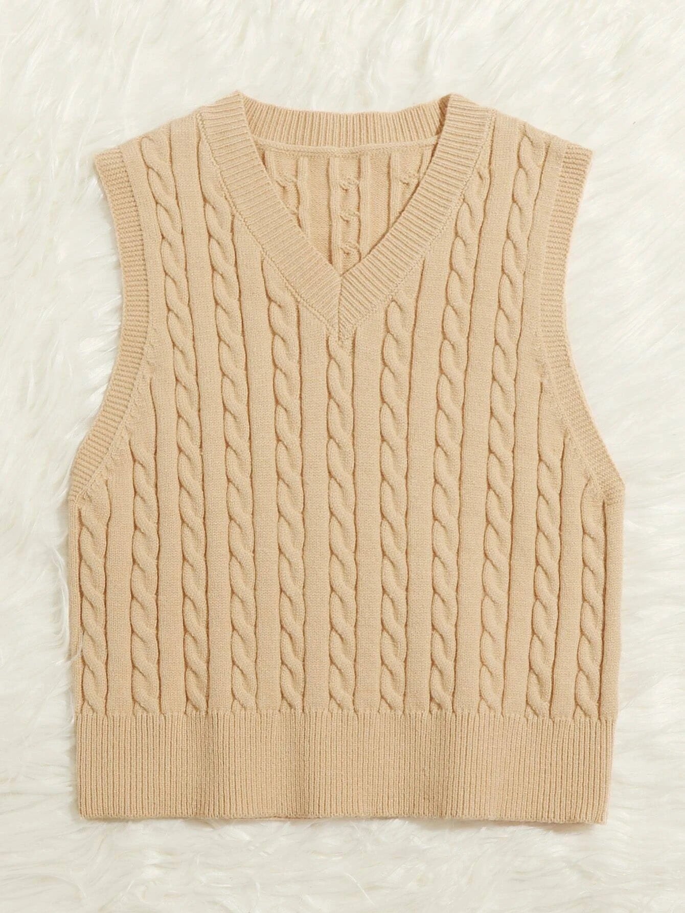 Casual V Neck Sleeveless Knitted Vest