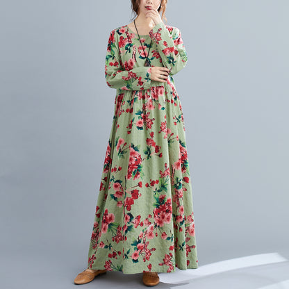 Vintage Linen Long Sleeves Spring Dresses