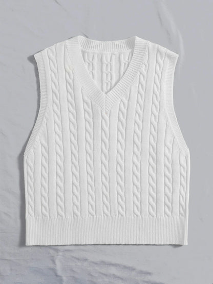 Casual V Neck Sleeveless Knitted Vest