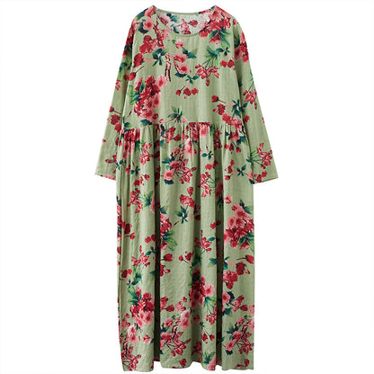 Vintage Linen Long Sleeves Spring Dresses