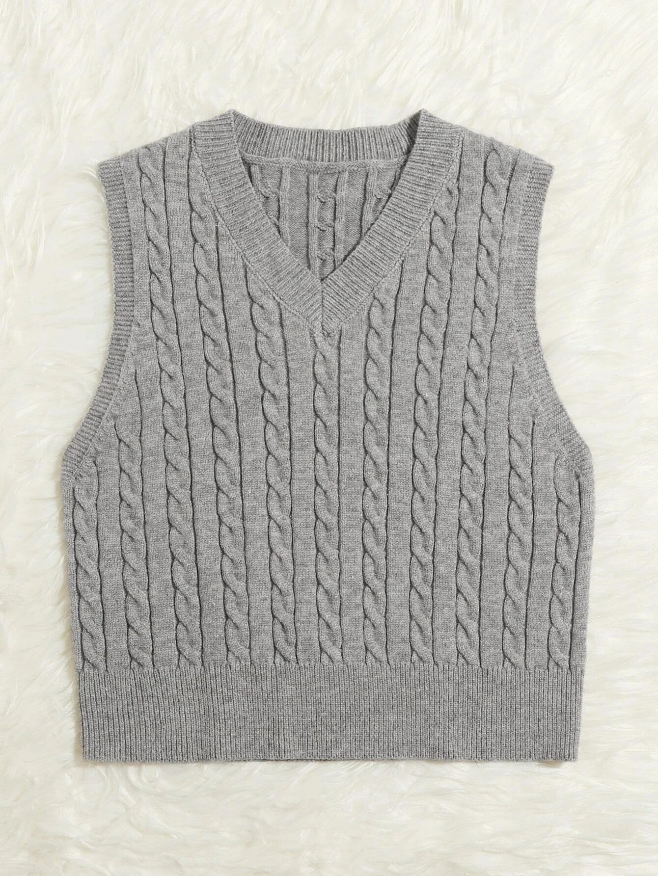 Casual V Neck Sleeveless Knitted Vest