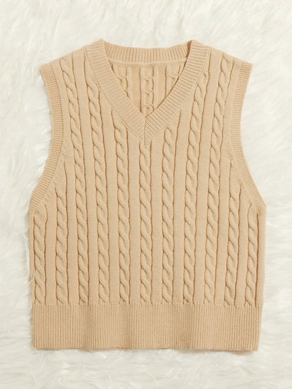 Casual V Neck Sleeveless Knitted Vest