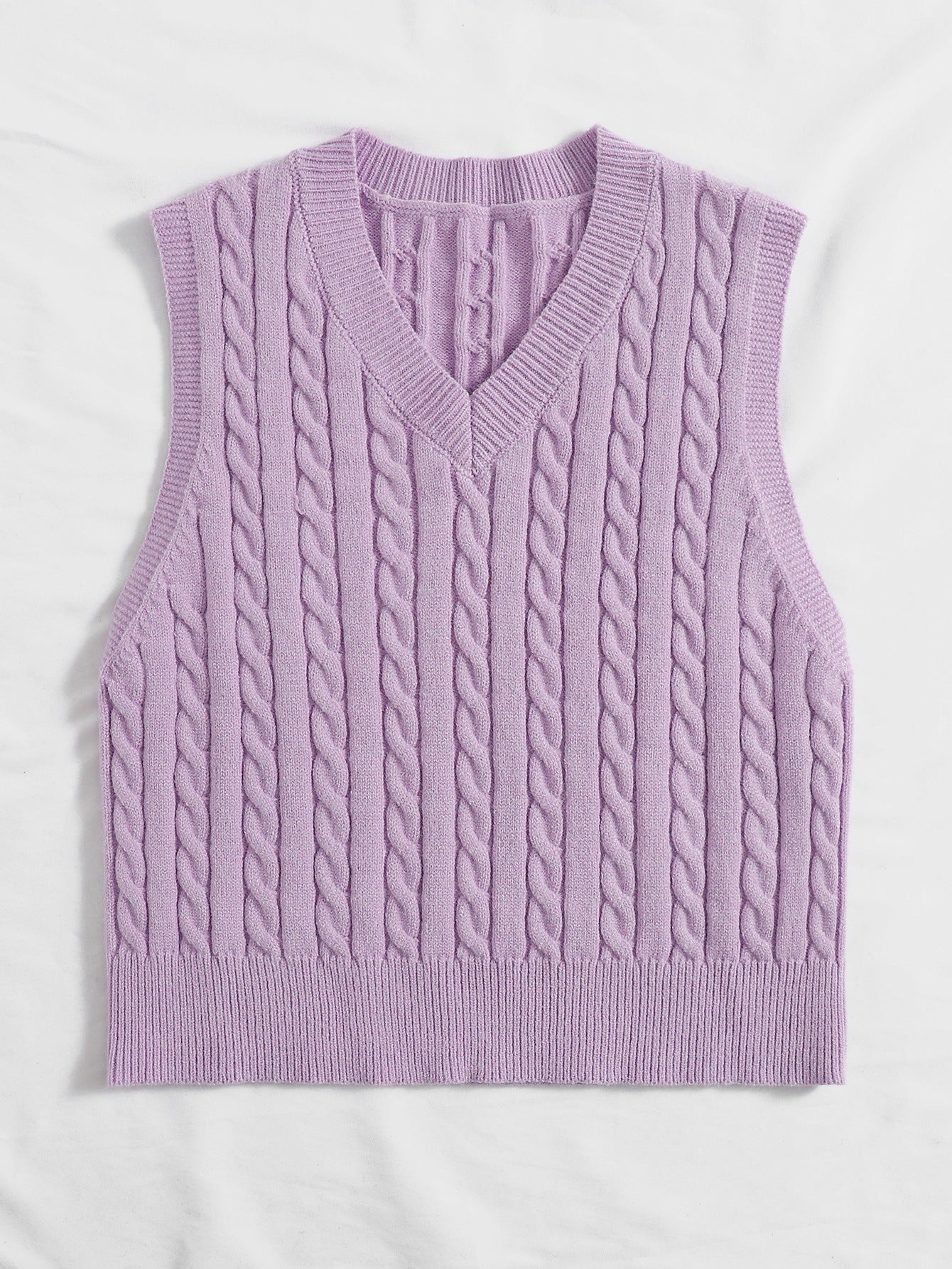 Casual V Neck Sleeveless Knitted Vest