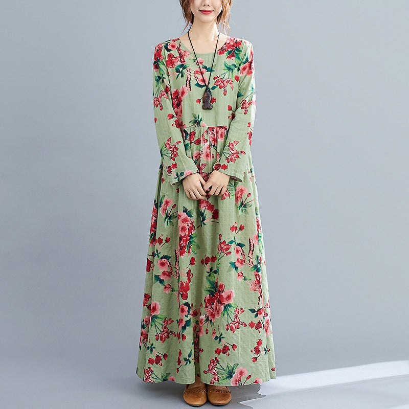 Vintage Linen Long Sleeves Spring Dresses